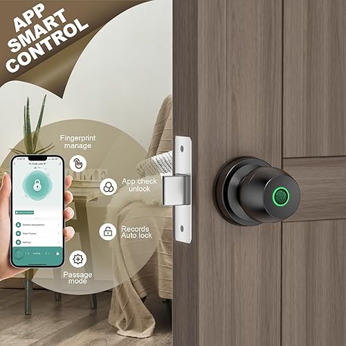 Miniatura 6 de HEI Liang Pomo de puerta inteligente, cerradura de puerta de huellas dactilares, cerradura inteligente, cerradura biométrica, perilla de puerta de