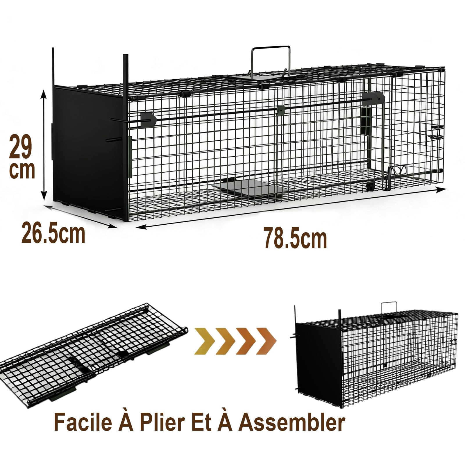 Amagabeli Piège animalier vivant 78x26x29cm pour chat, renard, rat