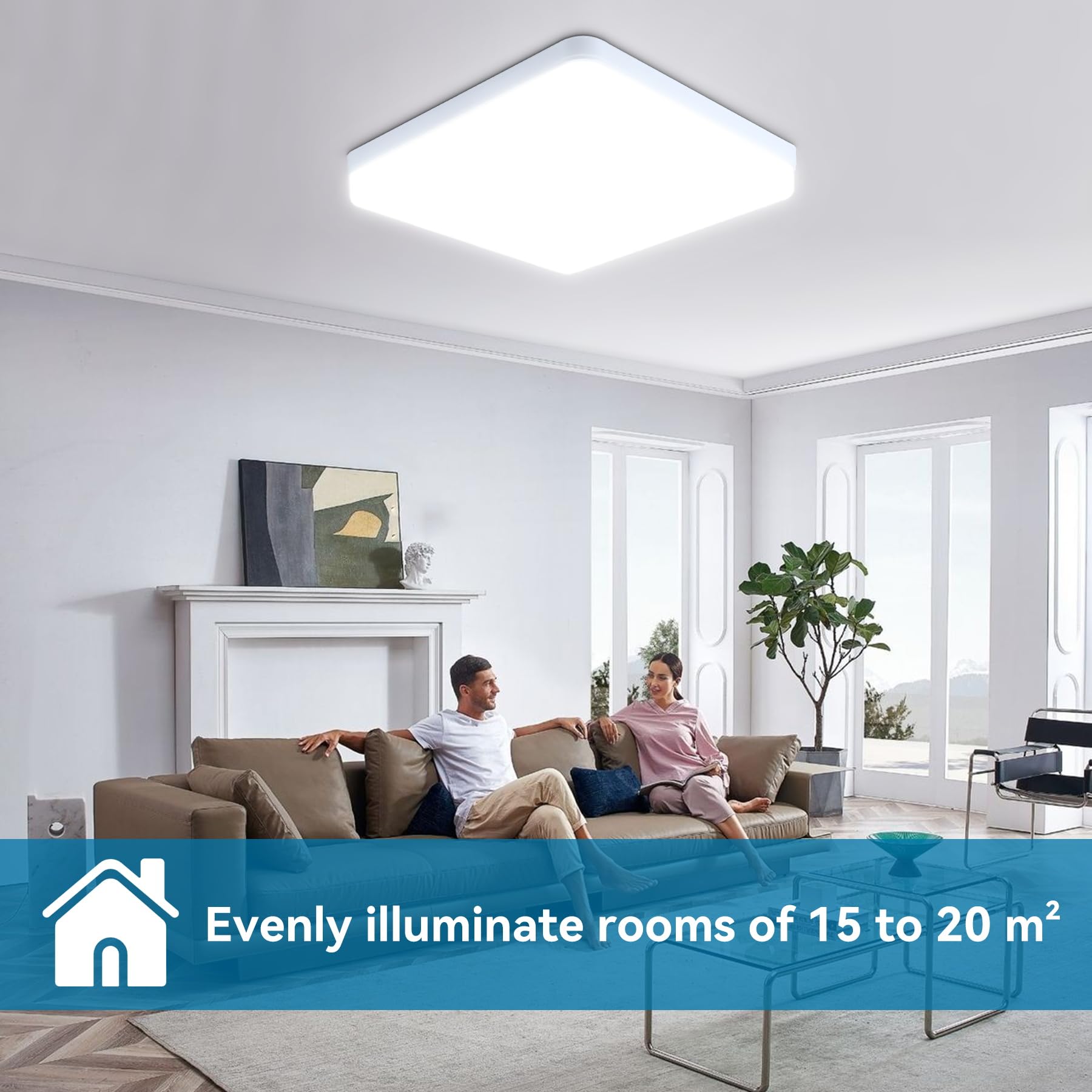 CANMEIJIA Plafonnier Led 36W Luminaire Plafonnier 6500K 3540LM IP44 Plafon Salle de Bain Eclairage De Plafond, Convient Pour Cuisine, Couloir, Chambre à Coucher,23CM