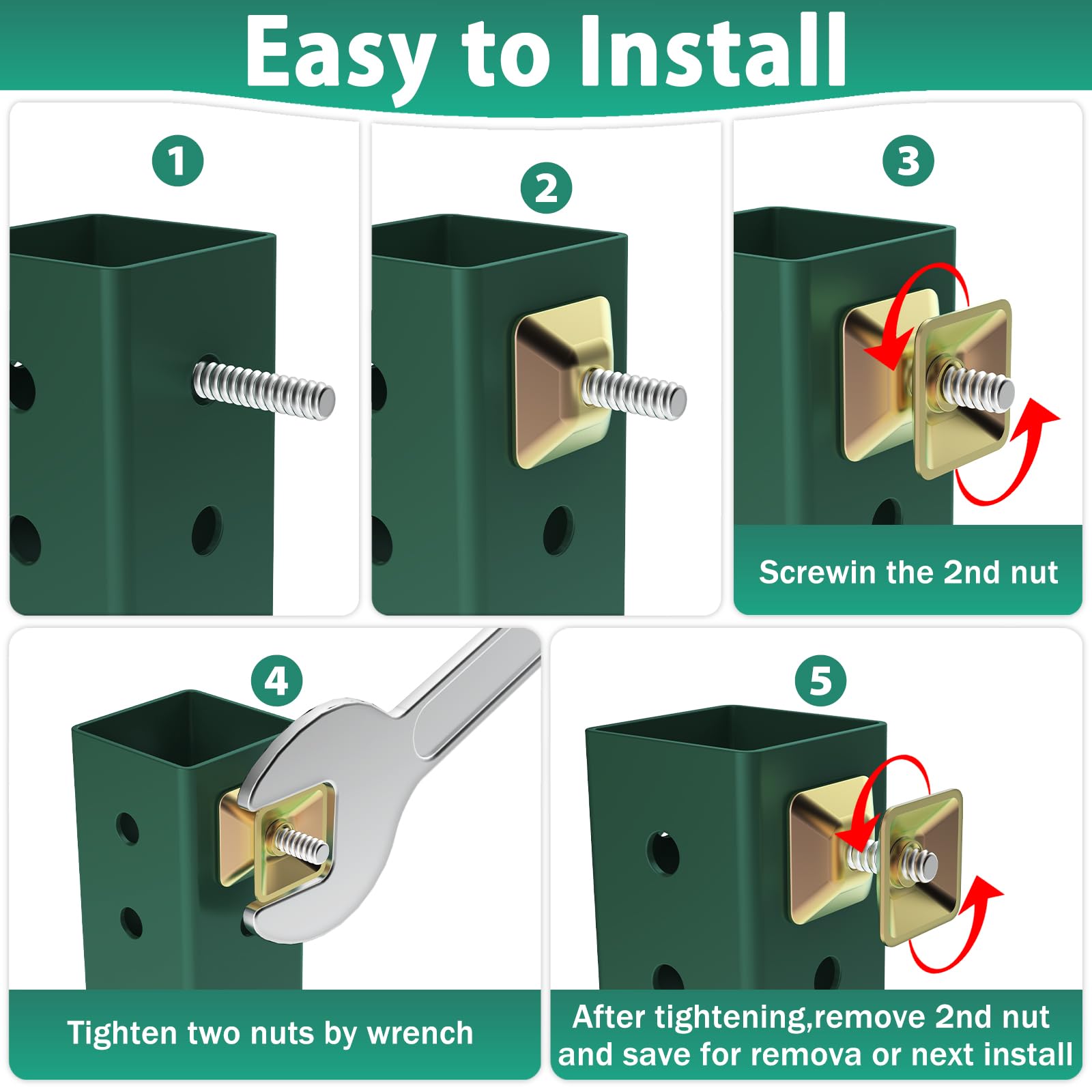 U-Channel Sign Post Mounting Kit - 304 Stainless Steel Sign Hardware 8 Piece Set