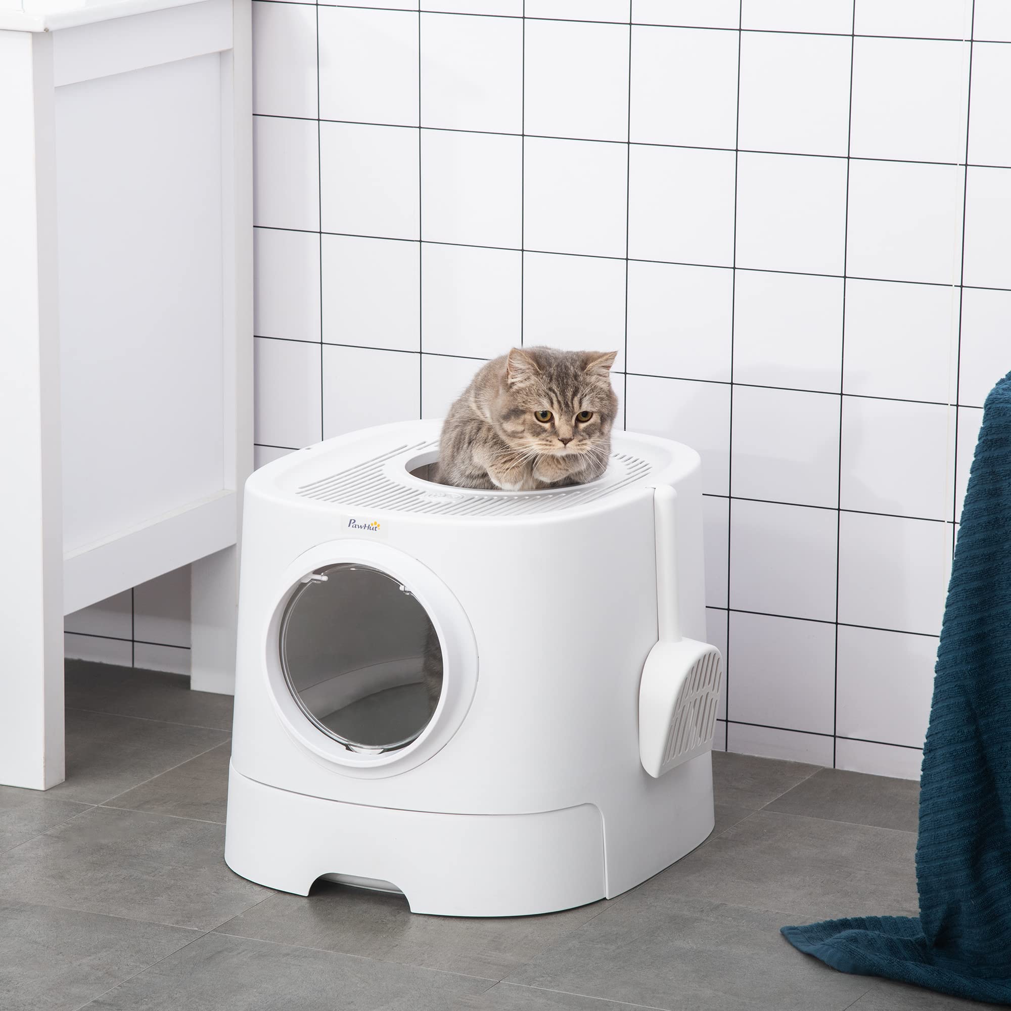 PawHut Bac à Litière Pour Chat Maison De Toilette Bac à Litière Pour