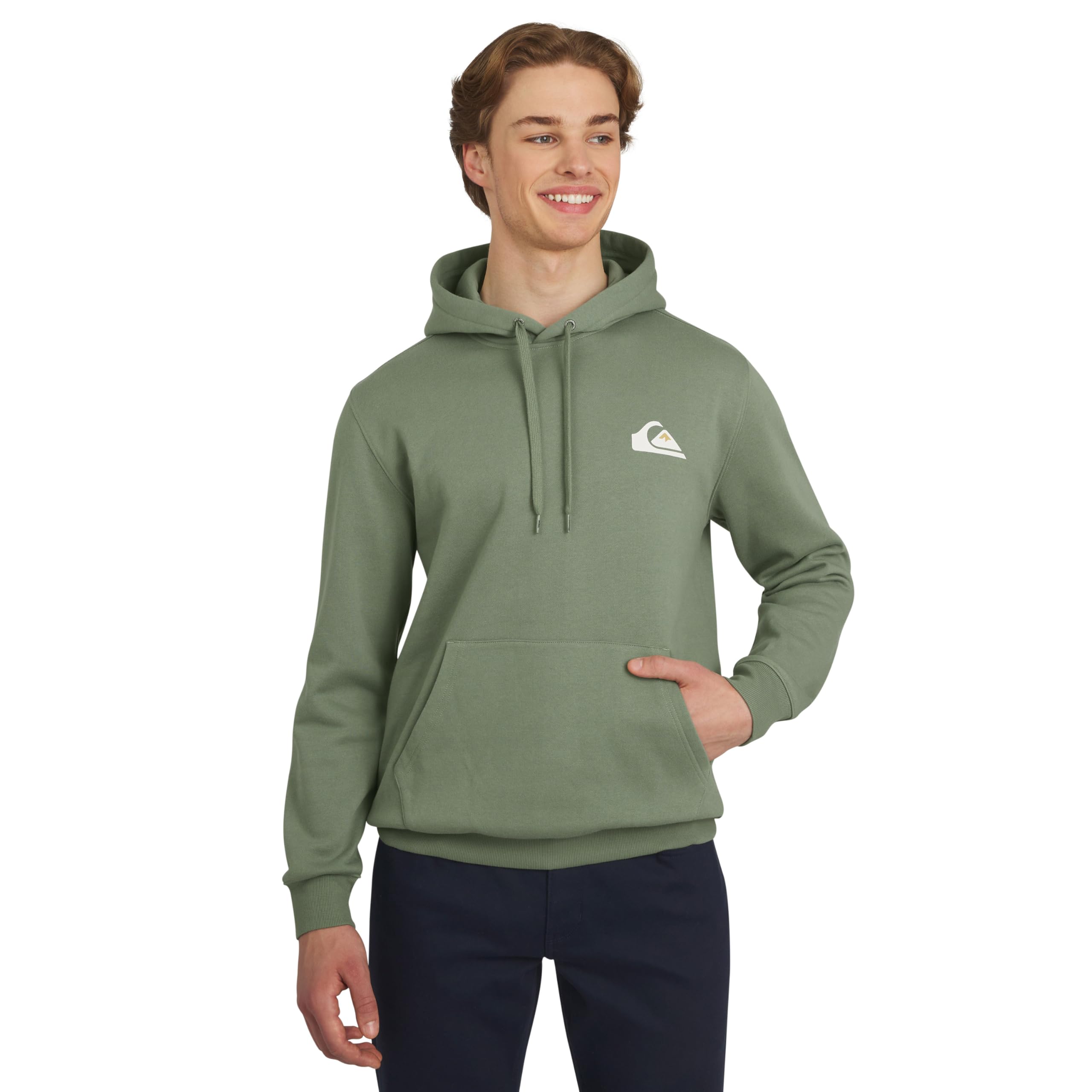 Quiksilver Men's Regular Fit Super Soft Fleece Midweight Pullover Hooded Sweatshirt (S-XXL), Sea Spray, S