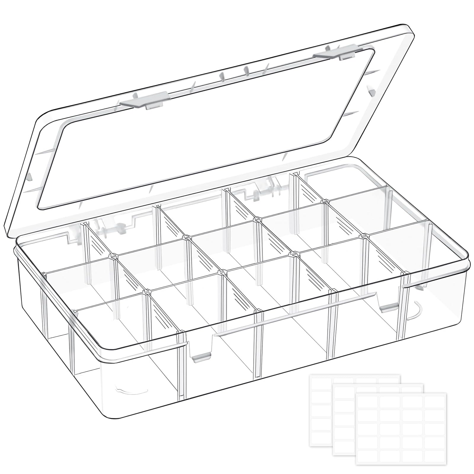 Mauproy 15 Grids Large Plastic Organizer Box with Adjustable Dividers
