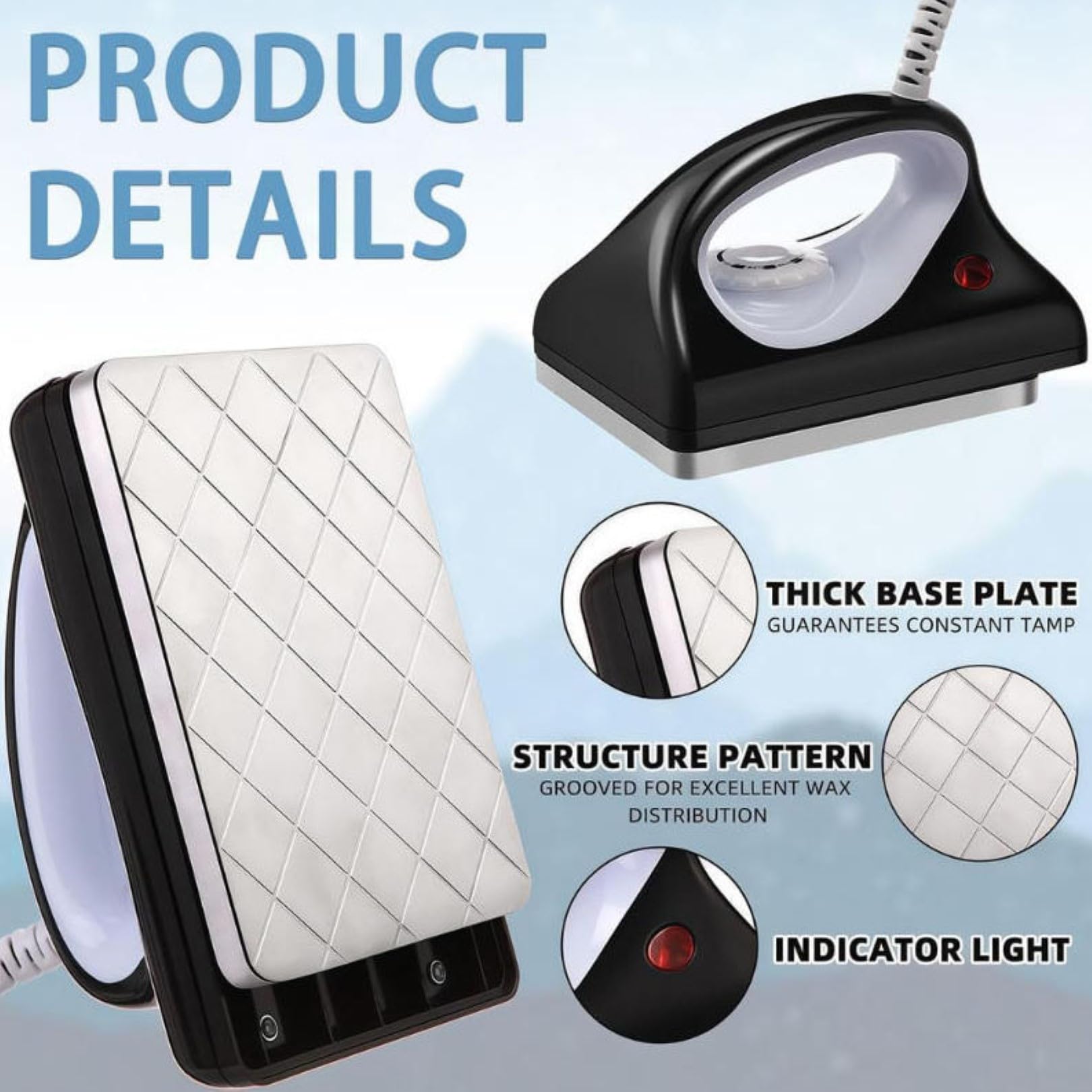 Plancha Comercial para Encera de Esquí y Snowboard con Temperatura Ajustable, Diseño de Base Gruesa, Herramienta Esencial para Proteger Snowboards, Esquís y Trineos