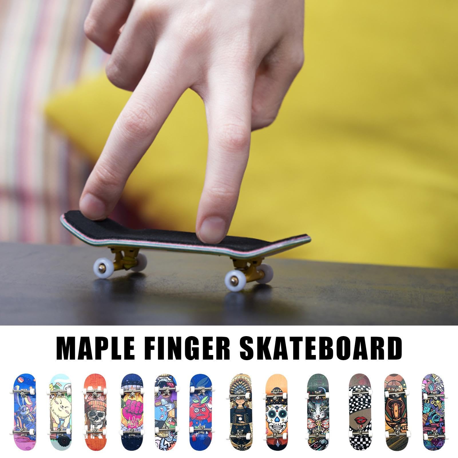 Générique Mini Skateboard con dita - Skateboard con dita Giocattoli | Ruota con cuscinetto per guida in legno | Mini giocattoli da skateboard in legno, regali per feste, regali di compleanno creativi