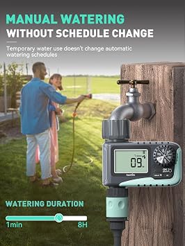 RAINPOINT Sprinkler Timer, Programmable Water Timer for Garden Hose, Outdoor Soaker Hose Timed with Rain Delay/Manual/Automatic Watering System, Digital Irrigation Timed for Yard, Lawn, 2 Pack