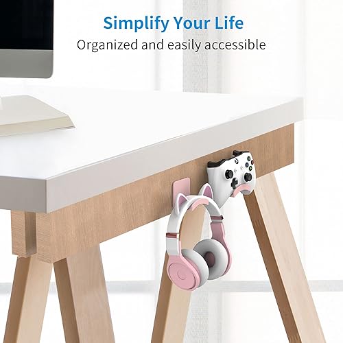 Miniatura 2 de SOKUSIN Soporte para auriculares, soporte adhesivo para auriculares para juegos, gancho universal de montaje en pared para todos los