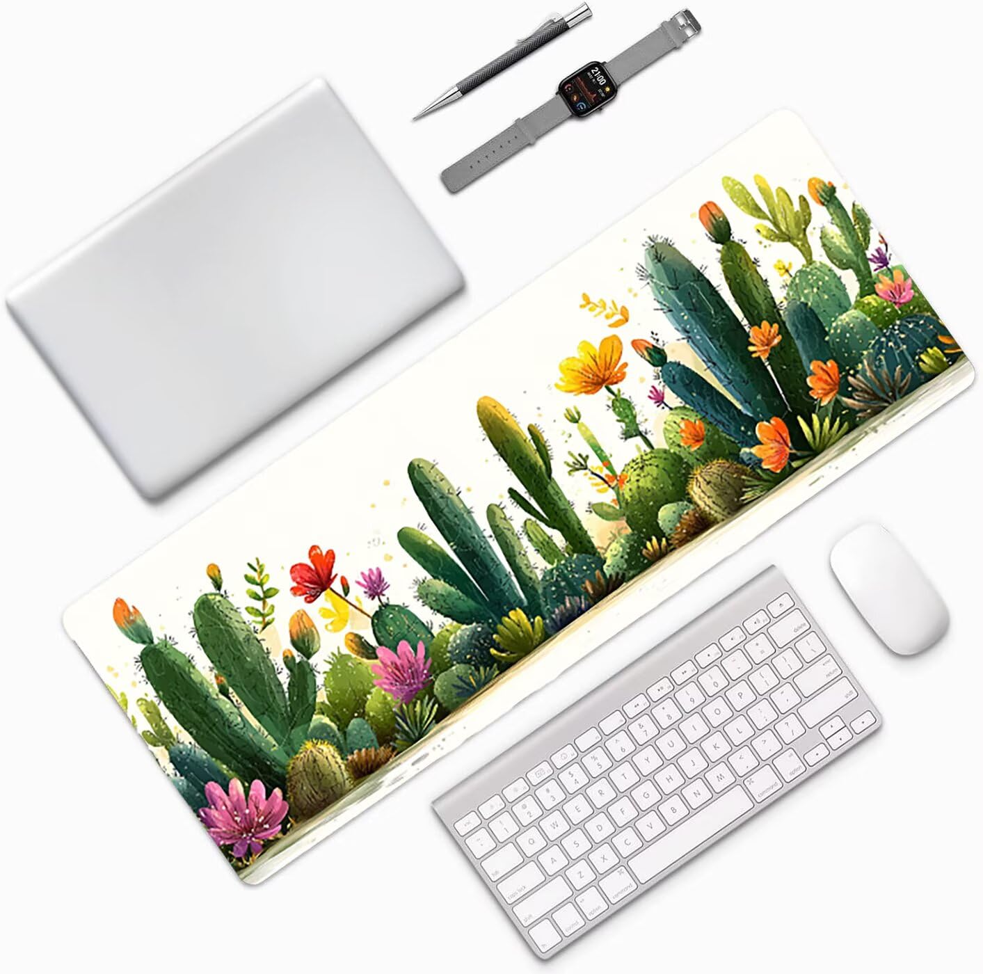 Lpfieonn Anlage Schreibtischunterlage XXL, Weiß Schreibtischunterlagen Großes, Gaming Mousepad XXL mit ernähter Rand und Rutschfeste Gummibasis, Desk Mat für PC/Laptop/Mausa 120x60cm PF-2254