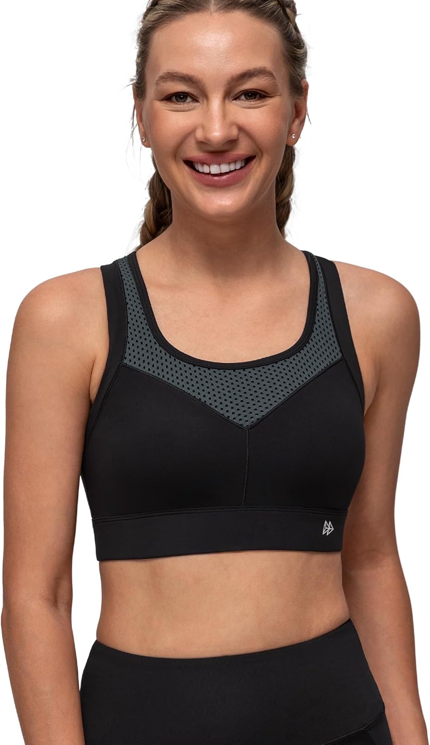 Yvette Racerback Sports Bras for Women High Support Running Supportive Sports Bra with Sewn in Pads - Image 2