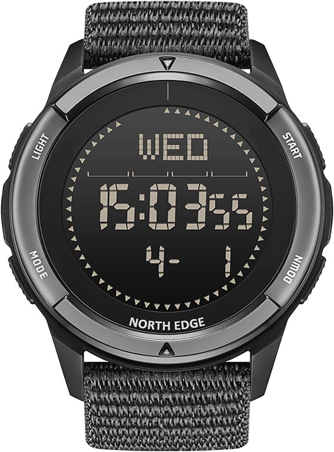 NORTH EDGE Men's Military Carbon Fiber Watch - Waterproof 164FT, Pedometer, Compass, Tactical Sports, Minimalist Metronome, EL Backlight, Nylon (Black), Black, Minimalist