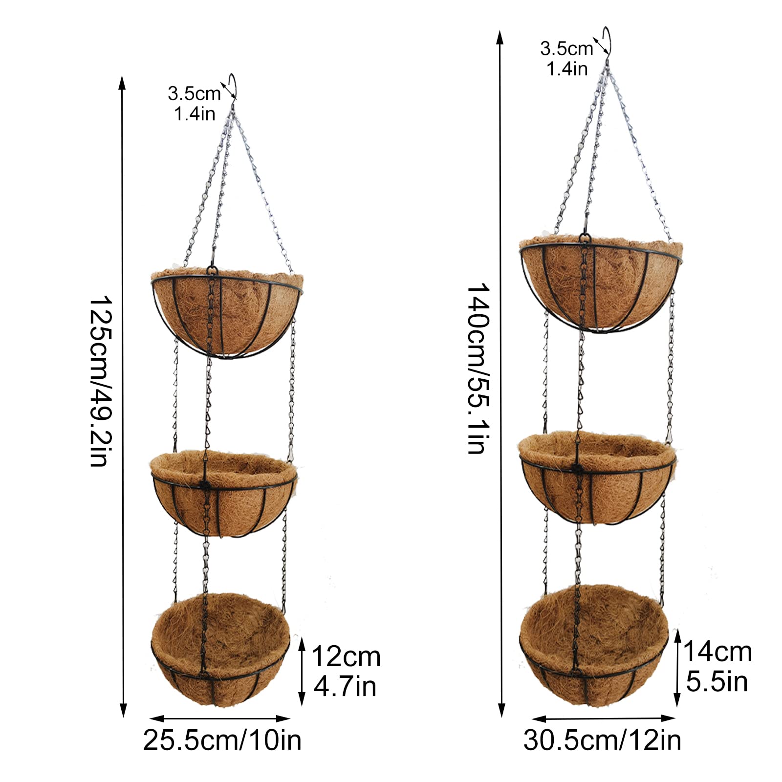Amazon.com: RNCOZE 3 Tier 12 Inch Metal Hanging Planter