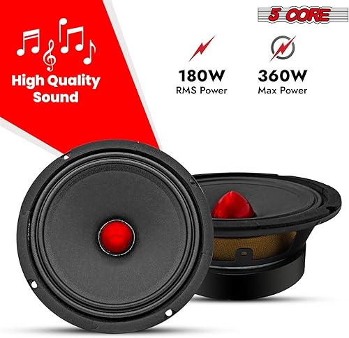 Miniatura 2 de 5 CORE 2 altavoces de audio Bullet Pro de rango medio de 8 pulgadas, bala de aluminio roja, 580 W máx. 4 ohmios, altavoces de audio de alta calidad