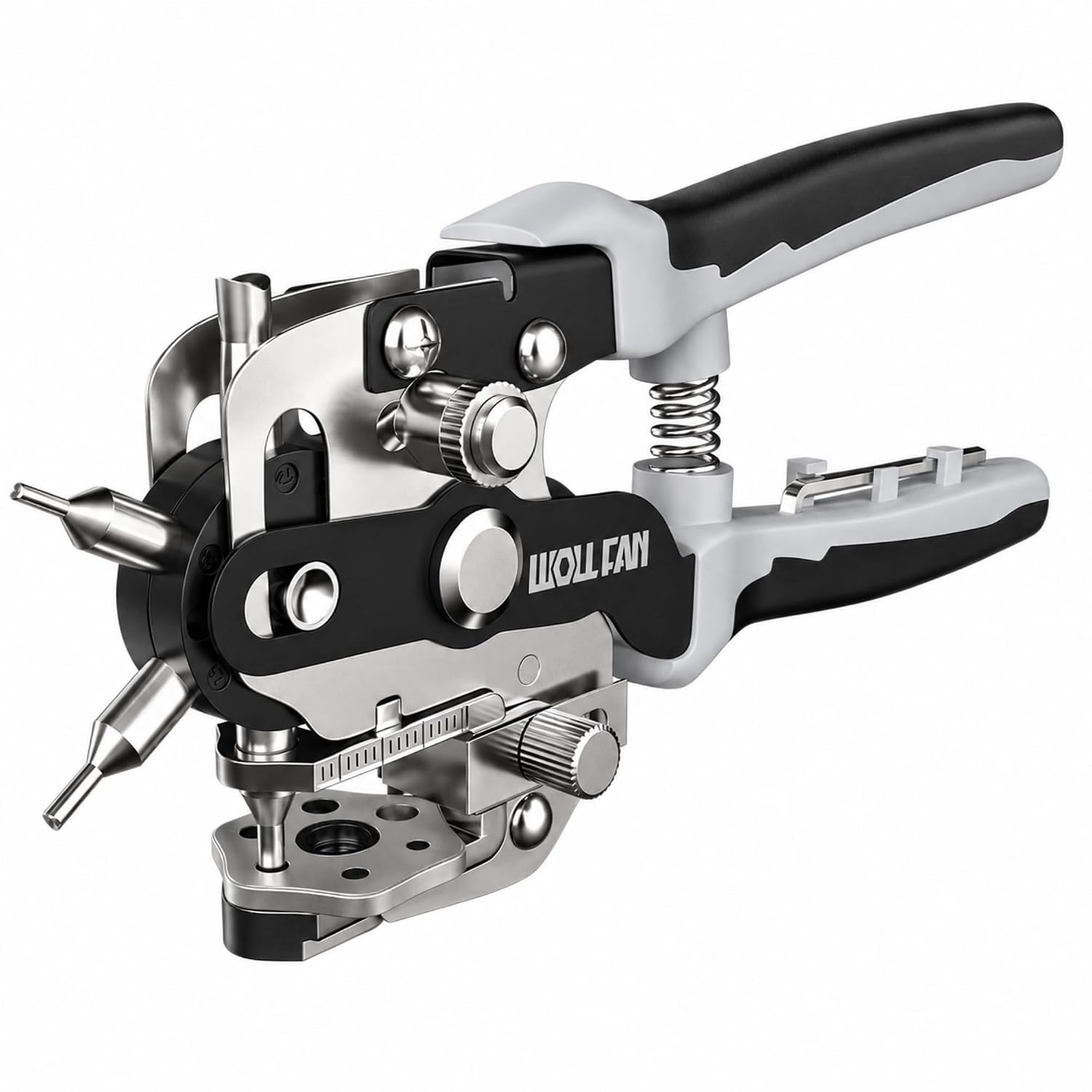 Leather Hole Punch, 6-Size Belt Hole Puncher, Double-Lever Design