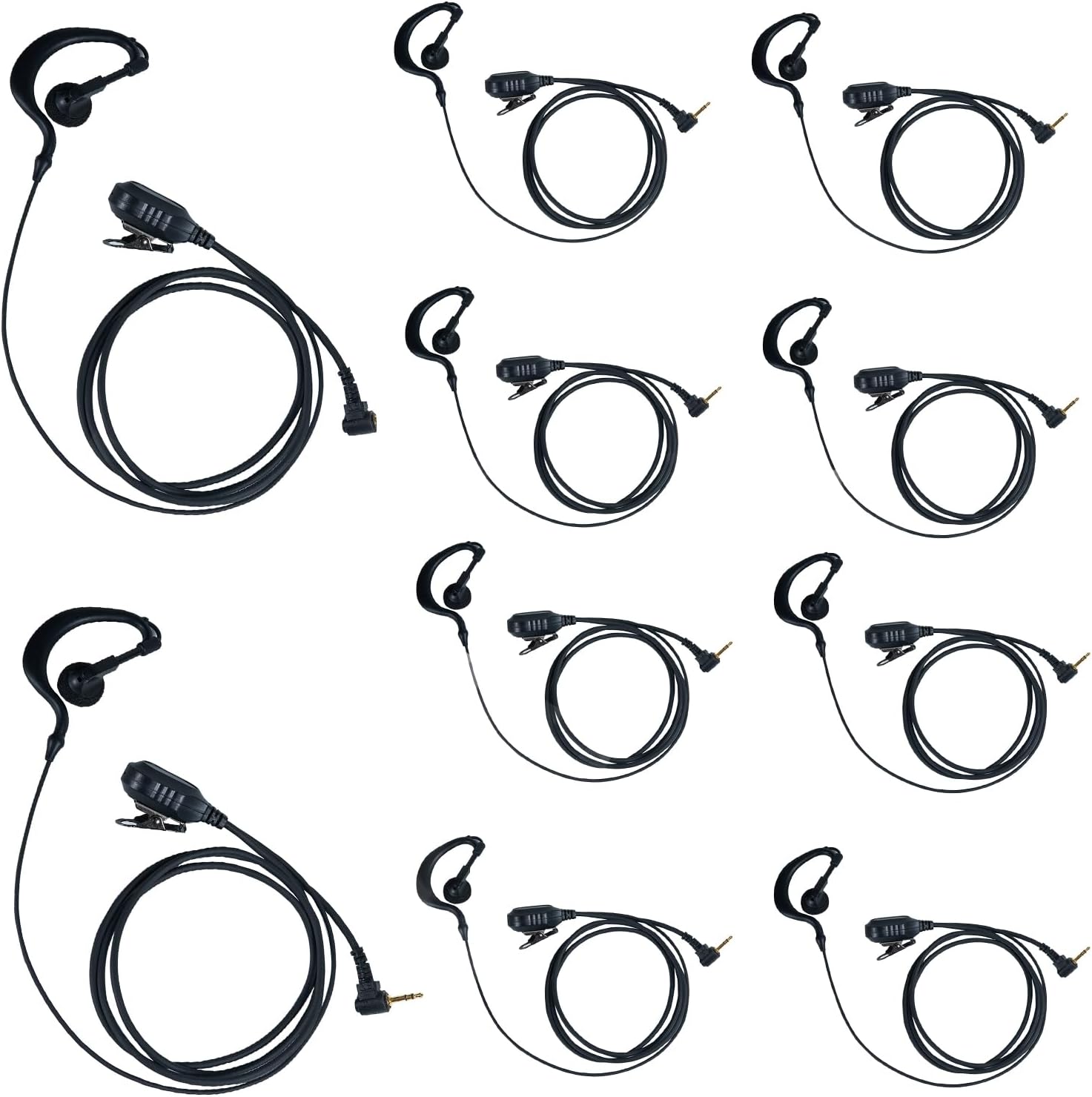Earpiece Headset with MIC PTT 1 PIN 2.5MM for Motorola Talkabout Walkie Talkie 2 Way Radio MR350R MD200TPR MH230R MS350R MT350R MG160A MH230TPR G Shape,10 Pack