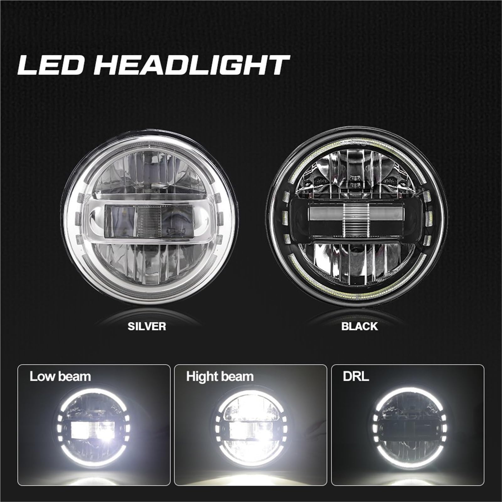 Faro Moto Per FLSTFBS Per FLD Per FLHR LED Fendinebbia | Faro rotondo a LED per moto da 7 pollici DRL H4 Faro per FLSTFBS Per FLD Per FLHR Per FLHTC Per FLHR Per FLHRSI