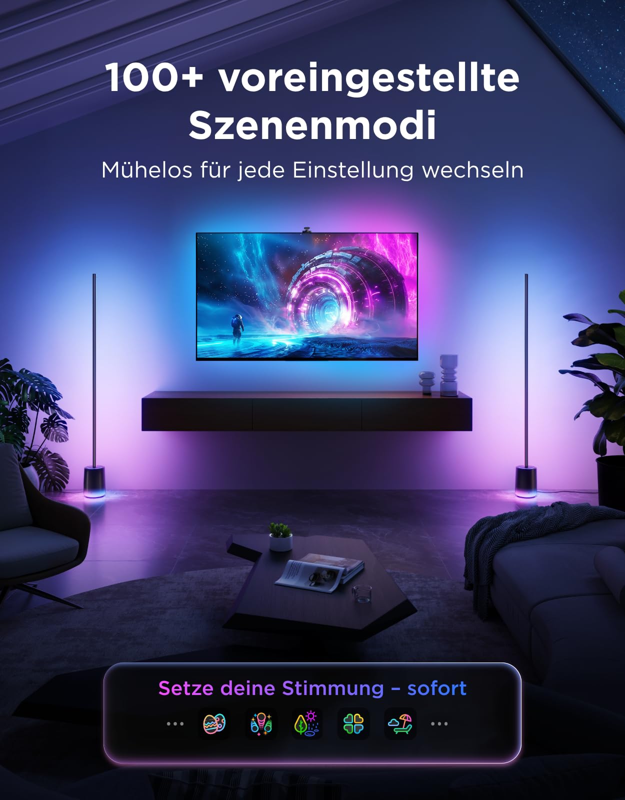 Govee Stehlampe 3 mit LuminBlend+ Technologie, Dimmbar RGBWWIC 2100lm Standleuchte, kompatibel mit Matter, 1000–10000K