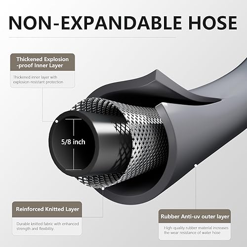 Miniatura 2 de Manguera de jardín de 58 pulgadas x 100 pies  Manguera de agua flexible sin torceduras de 600 PSI de presión de estallido, ligera y duradera para