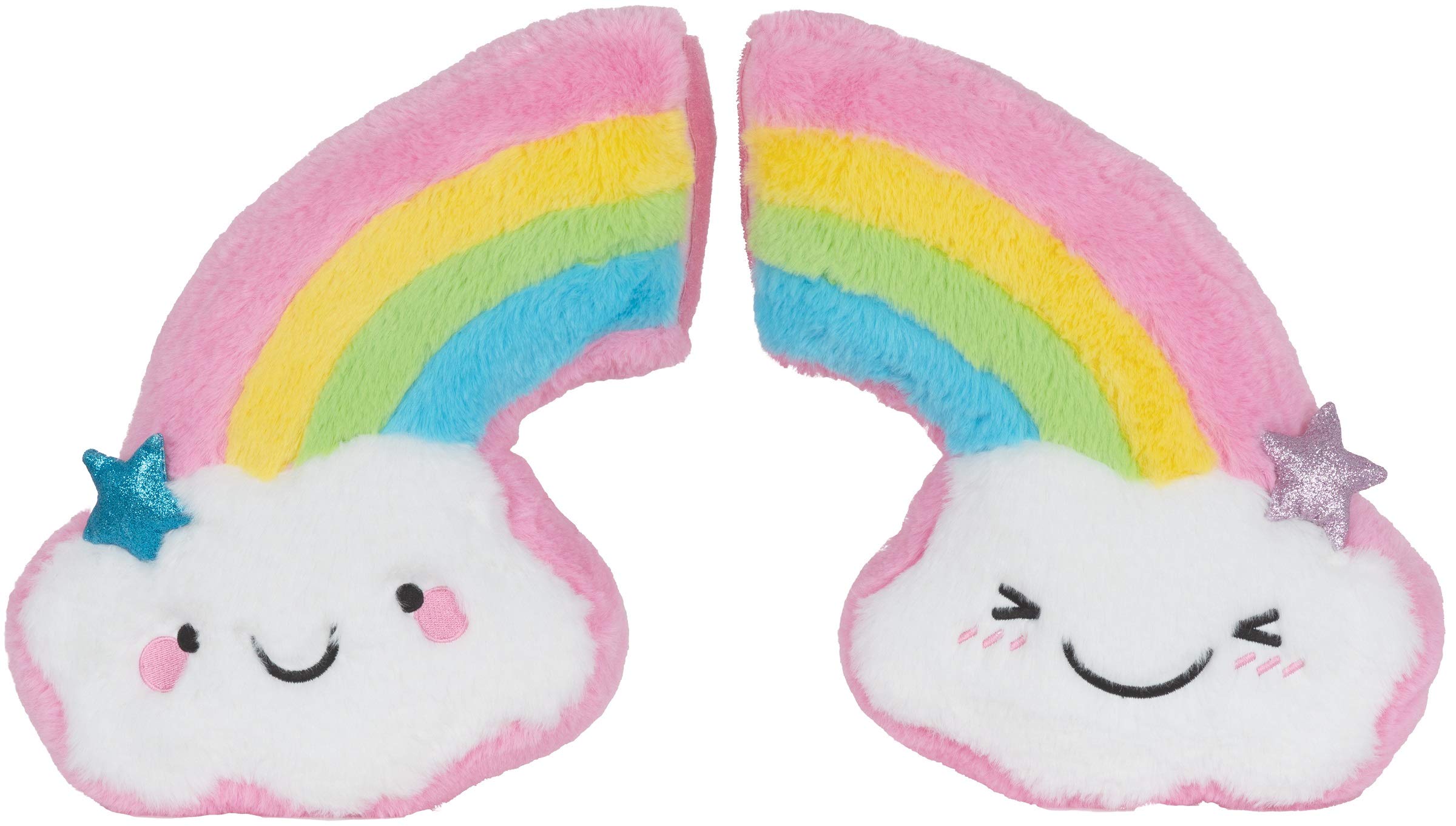 iscreamDouble Rainbow and Clouds 18" x 13" 2-Piece Soft Plush Furry Accent Pillow