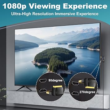 4PCS Right Angle HDMI Adapter 90 Degree and 270 Degree, Male to Female HDMI Connector Extender Combo, Supports 4K 1080p for Wall Mounted TV Projector Monitor Laptop Gaming Console