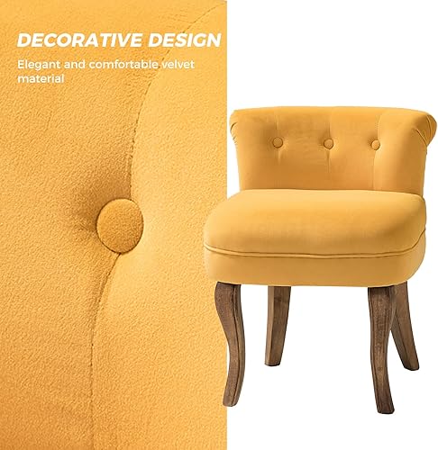 Miniatura 4 de HULALA HOME Taburete de tocador de terciopelo, moderna silla de terciopelo con respaldo, reposapiés multifuncional, silla de maquillaje tapizada,