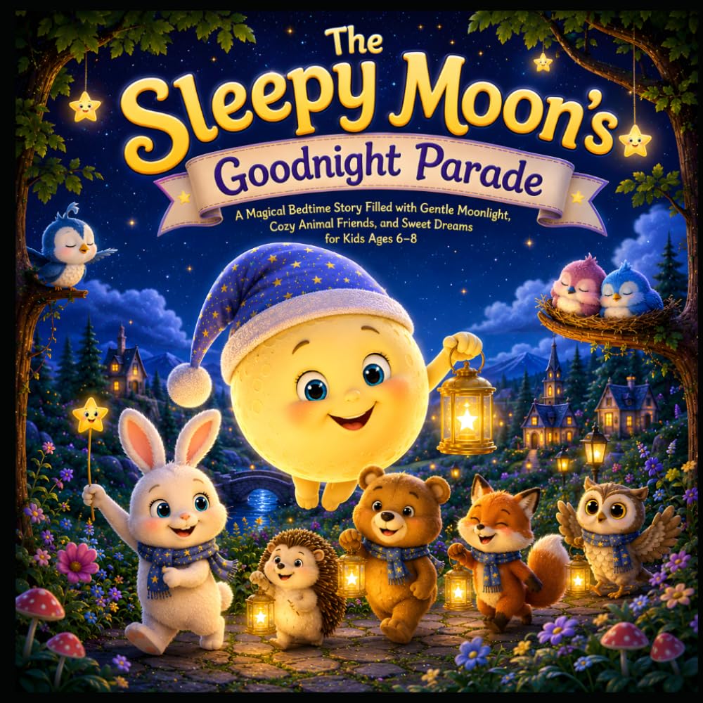 The Sleepy Moon's Goodnight Parade: A Magical Bedtime Story Filled with Gentle Moonlight, Cozy Animal Friends, and Sweet Dreams for Kids Ages 6–8