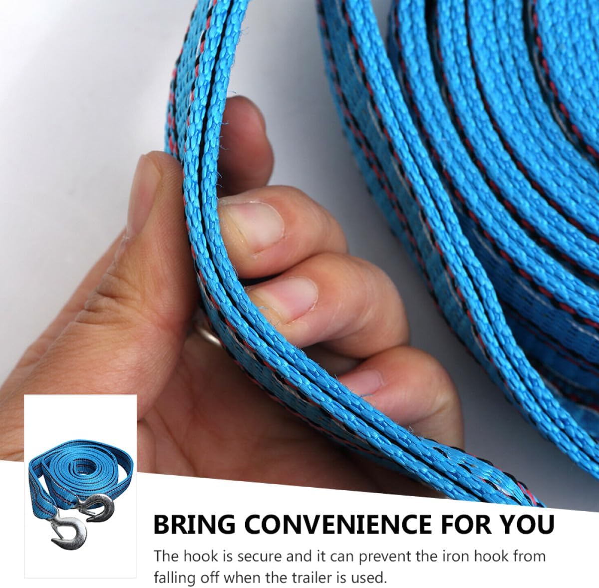5Ft 5 Ton Heavy Duty Tow Rope with Double-Layer Nylon Strap and Eagle Hook for Vehicle and Emergency Towing
