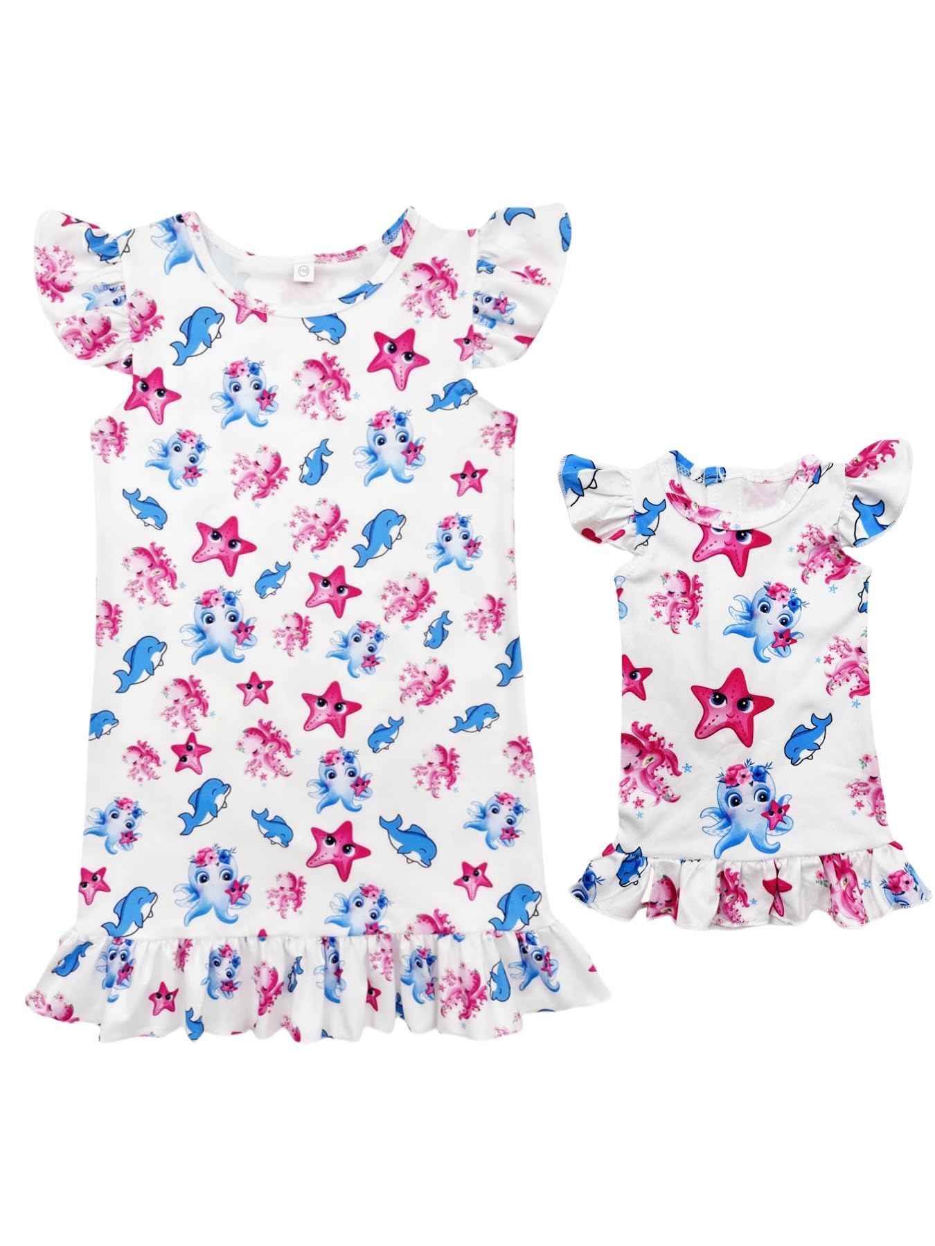 Bow Dream Girl Dress and Matching American Girl Doll Clothes for Girls White Starfish Size 110