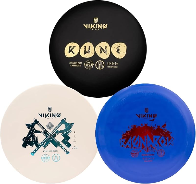 Viking Discs Starter Disc Golf Set - 3 Dischi da Frisbee per Qualsiasi Distanza, omologati PDGA - Sport all'aperto per Adulti e Bambini - Putter, Mid-Range, Driver