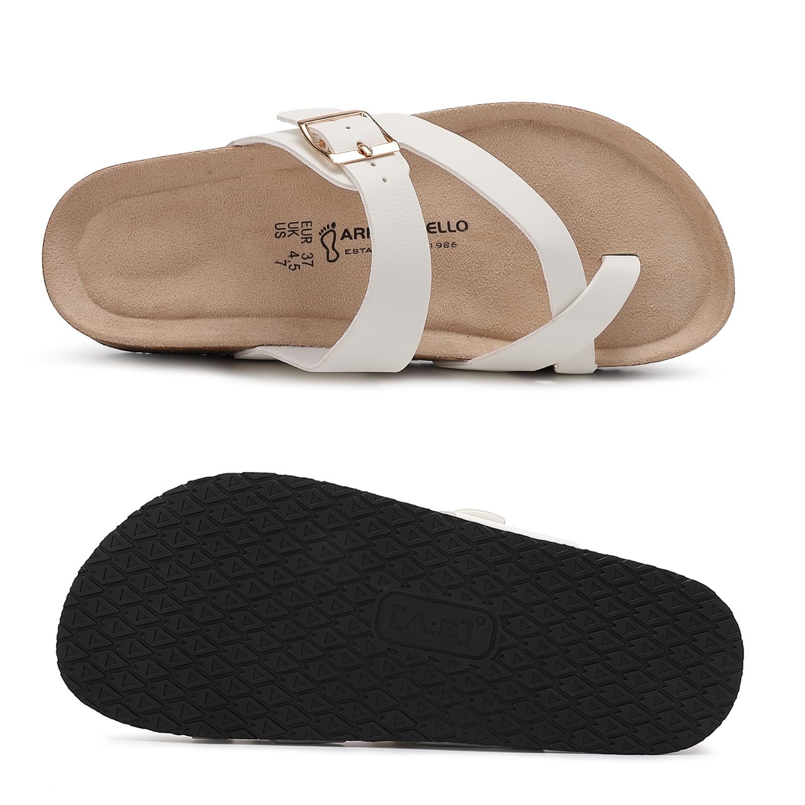 Mules Mujer Sandalias de Corcho Verano Cuero Zapatillas de Playa Sandalias Punta Abierta Hebilla Ajustable EU36-41