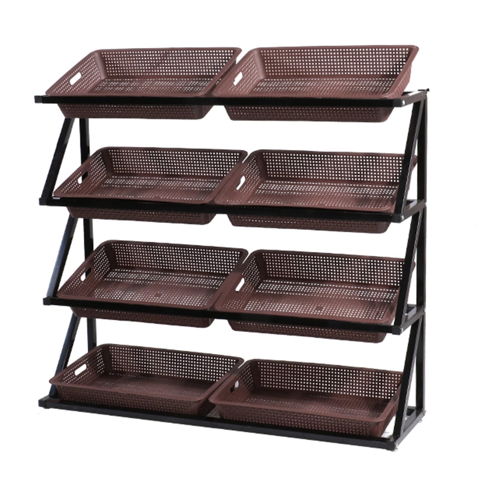 LVSEWOA Vegetable Rack Fruit Shelf Organizer, 43-Inch Tall Retail Store Basket Storage for Snacks, Potatoes, Onions - Ideal for Supermarkets and Convenience Stores