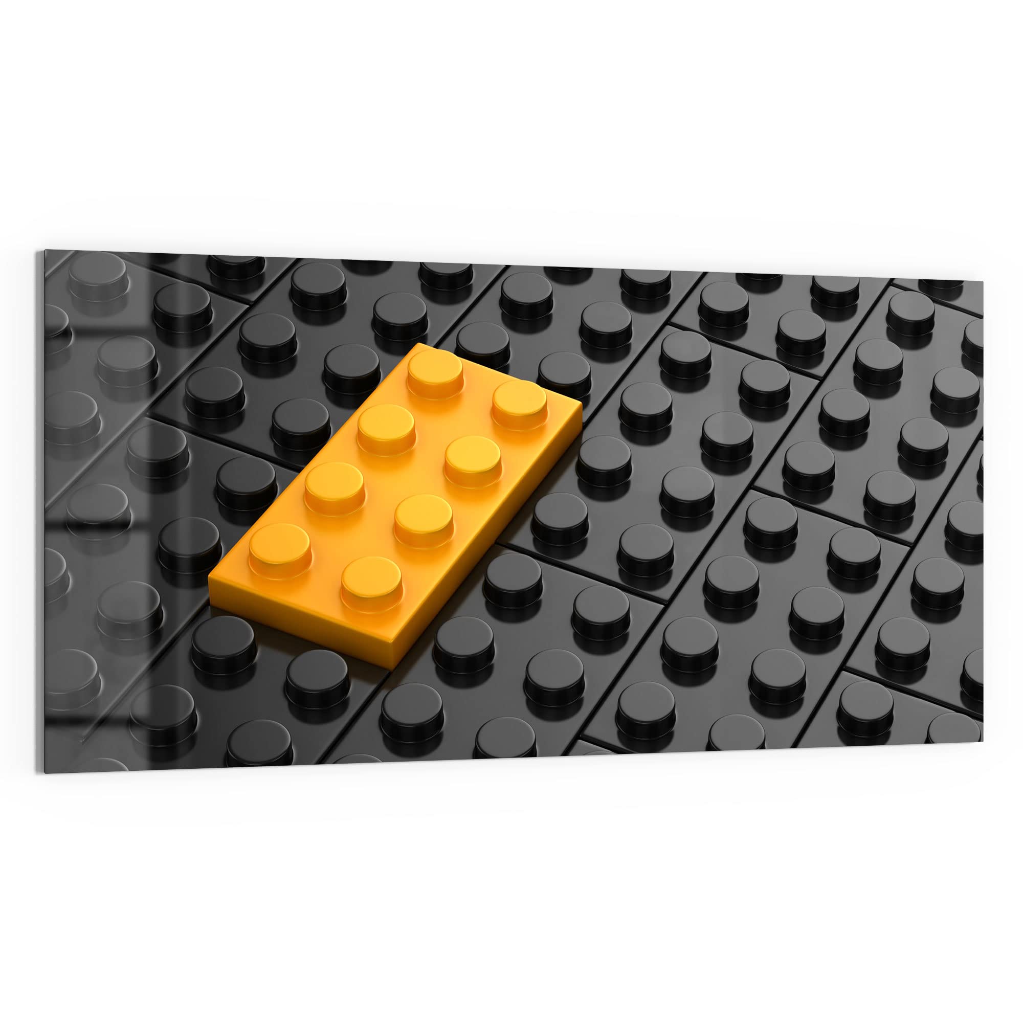 DEQORI Szklana tablica magnetyczna, wymiary 100 x 50 cm, motyw "klocki z wypustkami, tablica memo ze szkła, tablica magnetyczna z magnesami, długopisem i chusteczką do kuchni i biura, tablica magnetyczna i do pisania