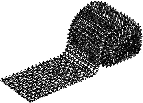 uxcell 1 yarda de puntada en cono de punta, 12 filas de plástico con parte trasera plana, remache punk, cinta para manualidades, bolsos, decoración