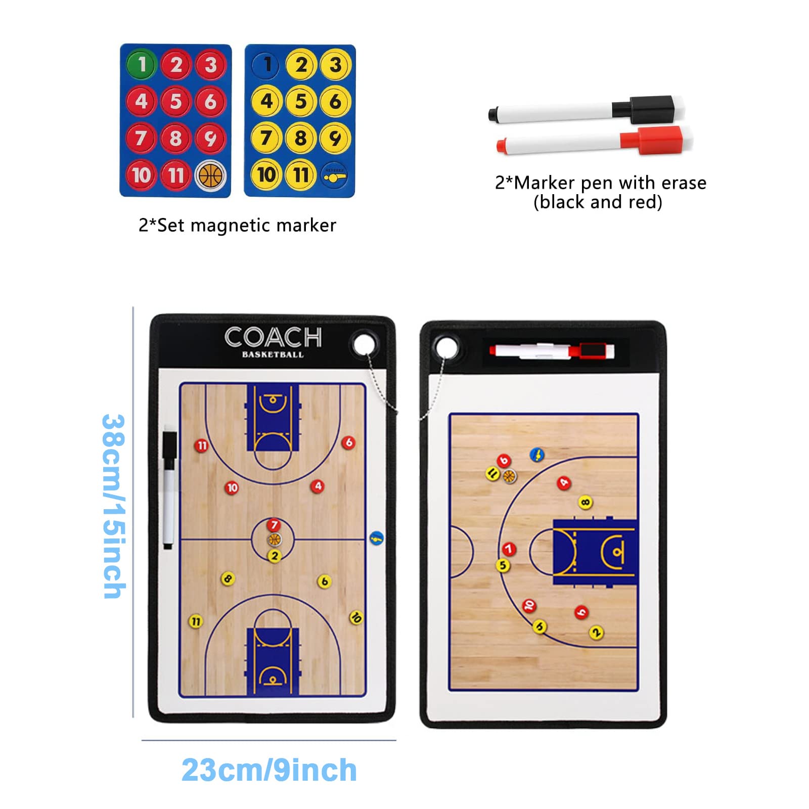 Tableau Tactique Magnétique Football/basket Flintronic - Pliable - 24 Pièces Aimantées - Pour Entraîneurs Et Joueurs Pièces Aimantées Joueurs