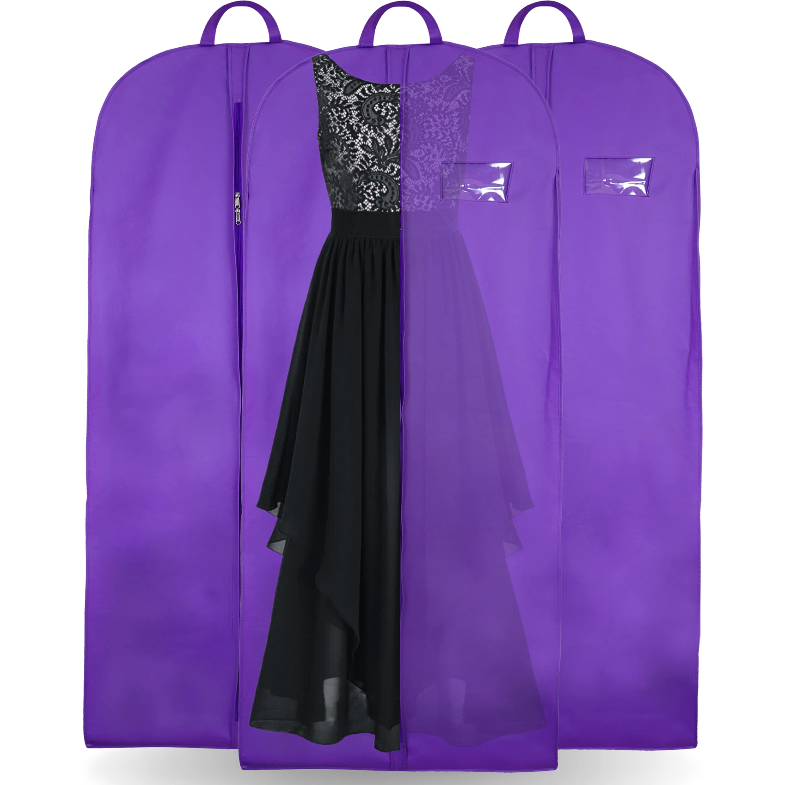 G. Global Trade Wedding Lehenga Gown Long Dress Garment Cover Bags 72" with 8" Gusset. Wedding Dress Lehenga Long Dress Storage Bag, Non Woven Fabric with Front Zip.(Pack of 3) (Purple) (B0BVWL5RD7) Amazon Price History, Amazon Price Tracker