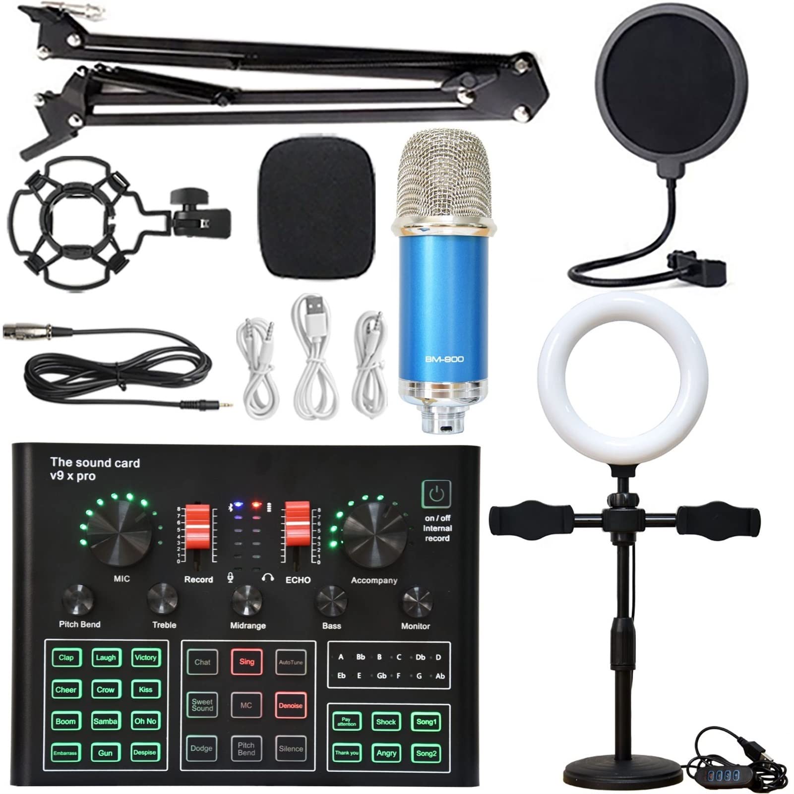 Kontroler miksera DJ BM900K Utwór muzyczny KTV Krzyczenie Zestaw karty dźwiękowej mikrofonu mikrofon mikrofon telefon komórkowy do streamingu/podcastów/gier, telefonu, komputera(4)