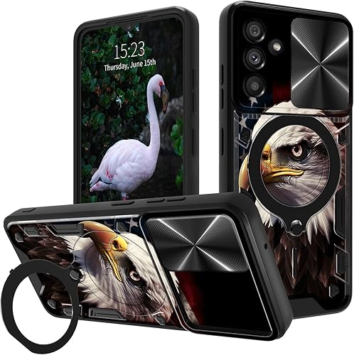 Vista 48 de Funda protectora híbrida para Samsung Galaxy A53 5G de 6.5 pulgadas y anillo giratorio de 360 grados, función atril, híbrida, de doble capa