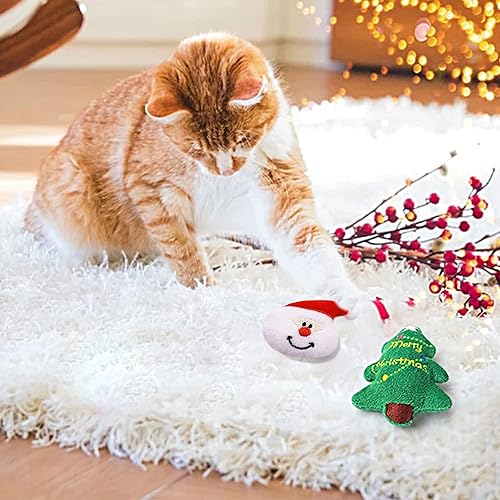 Miniatura 5 de 10 piezas de juguetes de Navidad para gatos de interior, regalo interactivo de Navidad, peluche de gatito, masticable, mordedura, juguetes