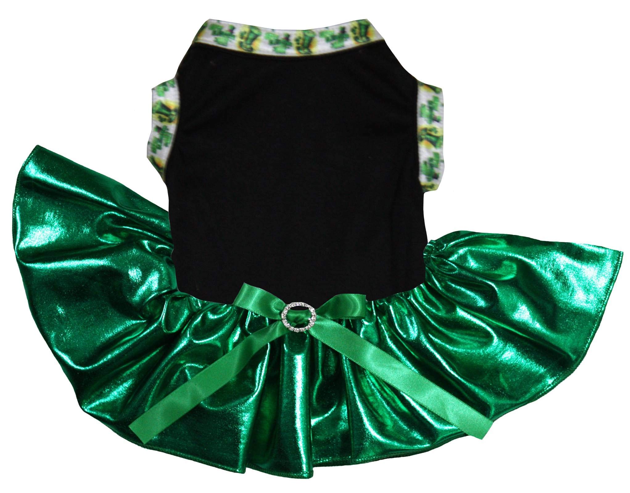 Robe de la Saint-Patrick pour chien XS vêtement bicolore brillant noir et vert