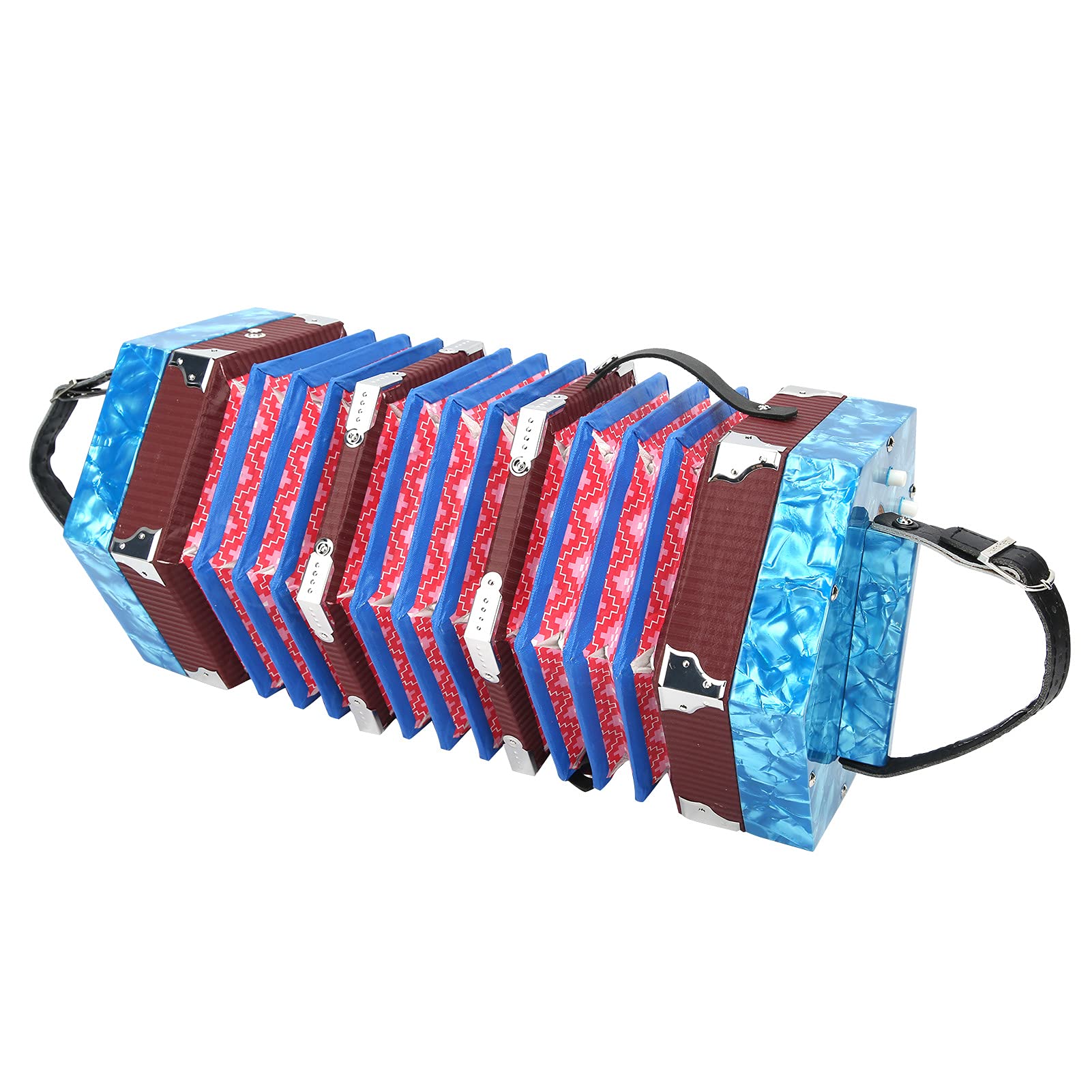 CHICIRIS Accordéon Concertina Professionnel avec Sac de Transport, Pédales de Grosse Caisse Concertina Portables (Bleu Clair)