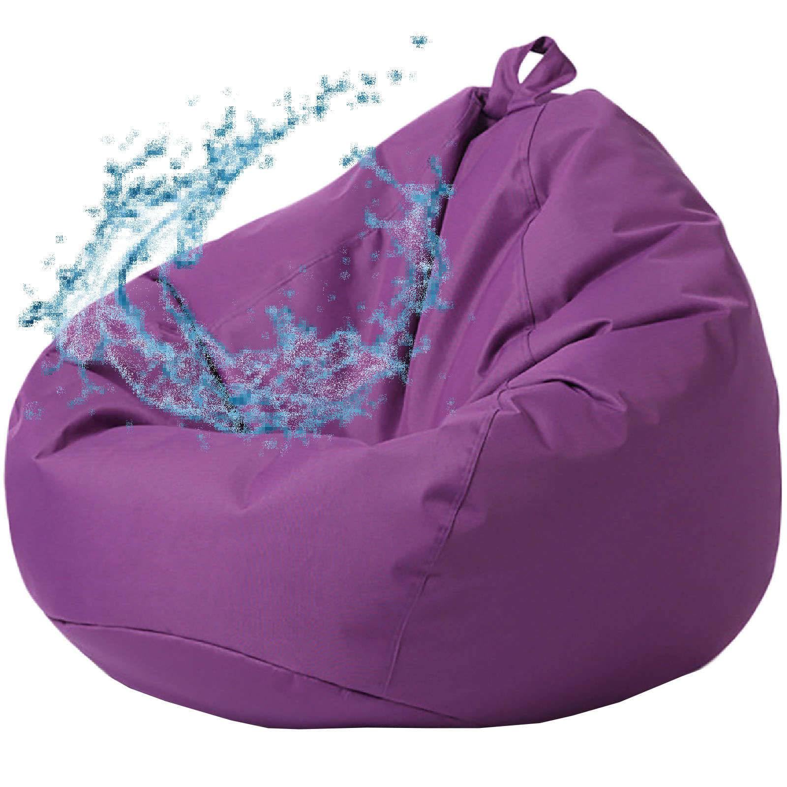 ZRCYXDW Outdoor Suitable Waterproof Bean Bag Chair Cover (No Filler), PVC Stuffed Animal Storage Lazy Sofa Bed Cover Stuffable Bean Bag Washable for Adults Kids-Purple-Small