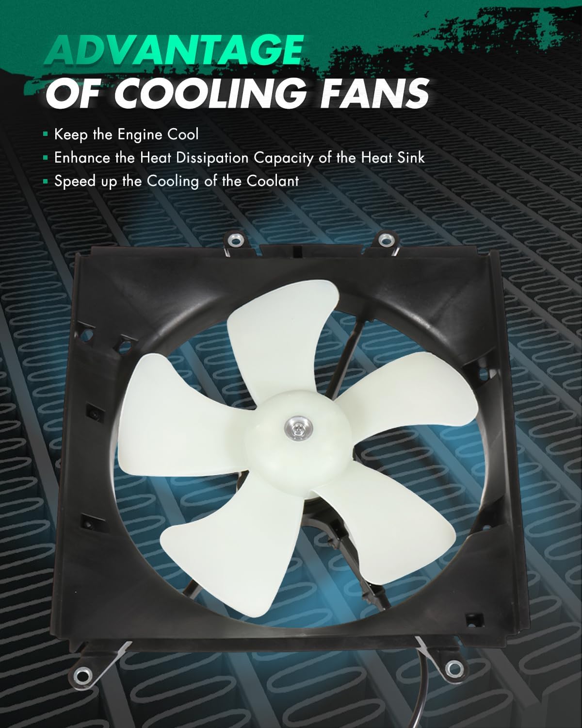 SCITOO Engine Radiator Condenser Cooling Fan Assembly Compatible with Toyota & for Geo Models, for Corolla 1993-1997, for Prizm 1993-1997 1.6L 1.8L, OE Number: 620-500 600150