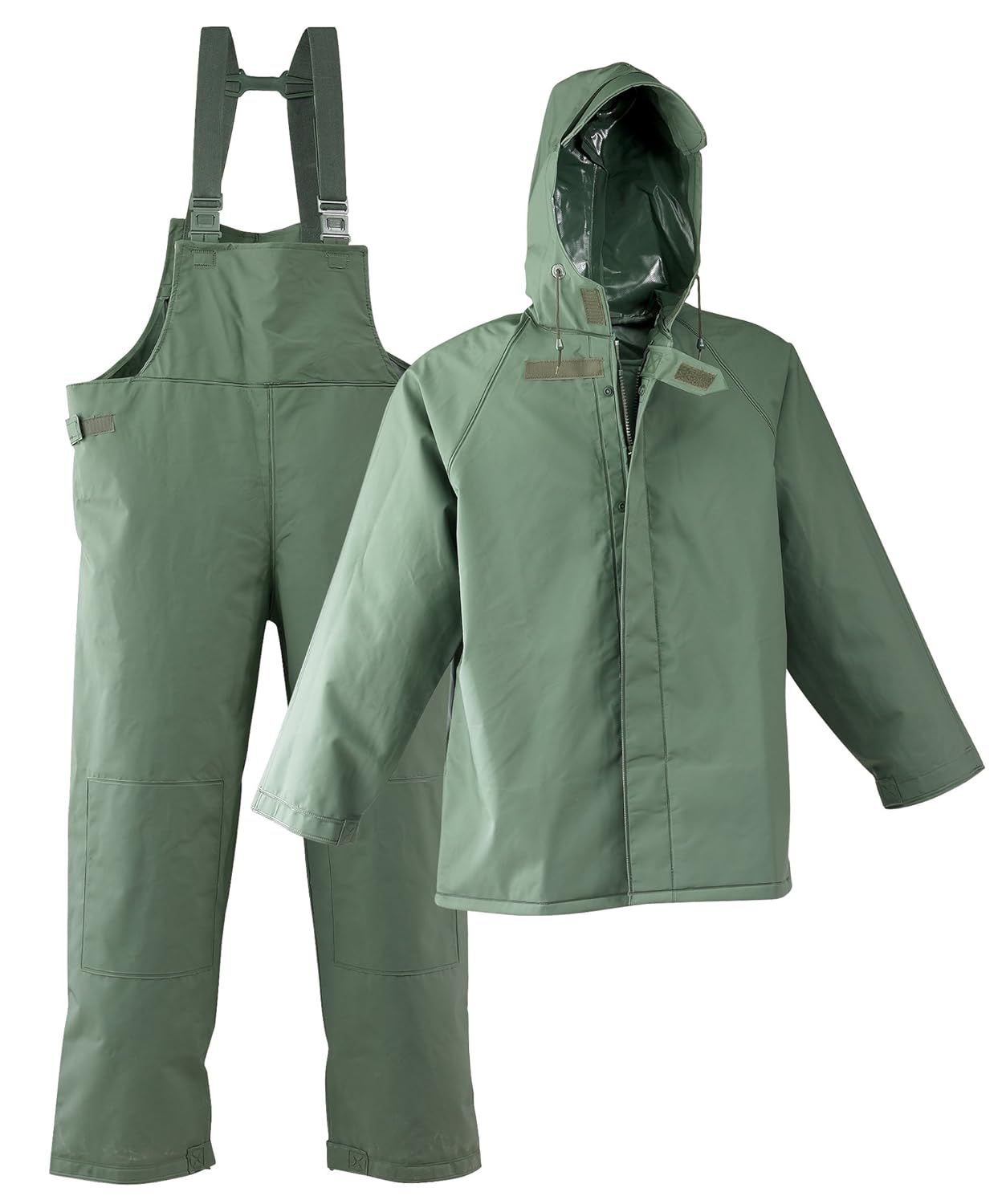 Galeton 7954-L-GR 7954 Repel Rainwear 0.50 mm PVC 3-Layer Fishermans Rain Suit, Green, Large