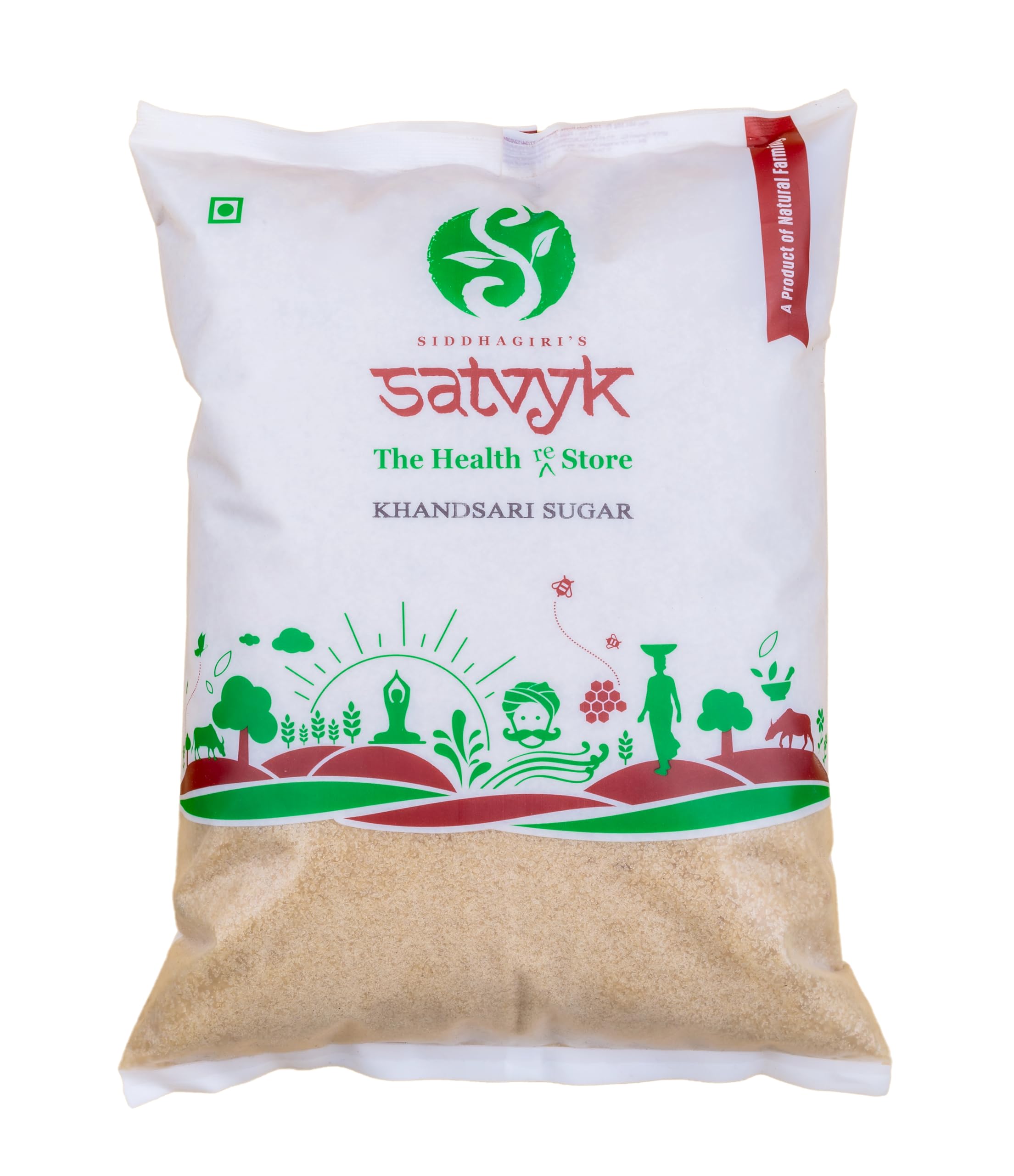 S Siddhagiri's SATVYK THE HEALTH re STORE Desi Khand (1kg) - Unrefined Khandsari | Raw Khand | Unprocessed Sugarcane Khandsari Sugar | Khandsari Sugar | Chemical Free Khand | Pesticides Free Khandsari | Sulphur-free Khand Sugar