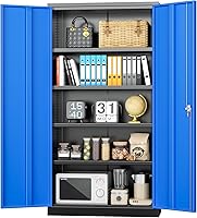 Vista 31 de INTERGREAT Gabinete de almacenamiento de metal con puertas con cerradura, gabinetes de almacenamiento de acero con cerradura con 2 puertas y Negro