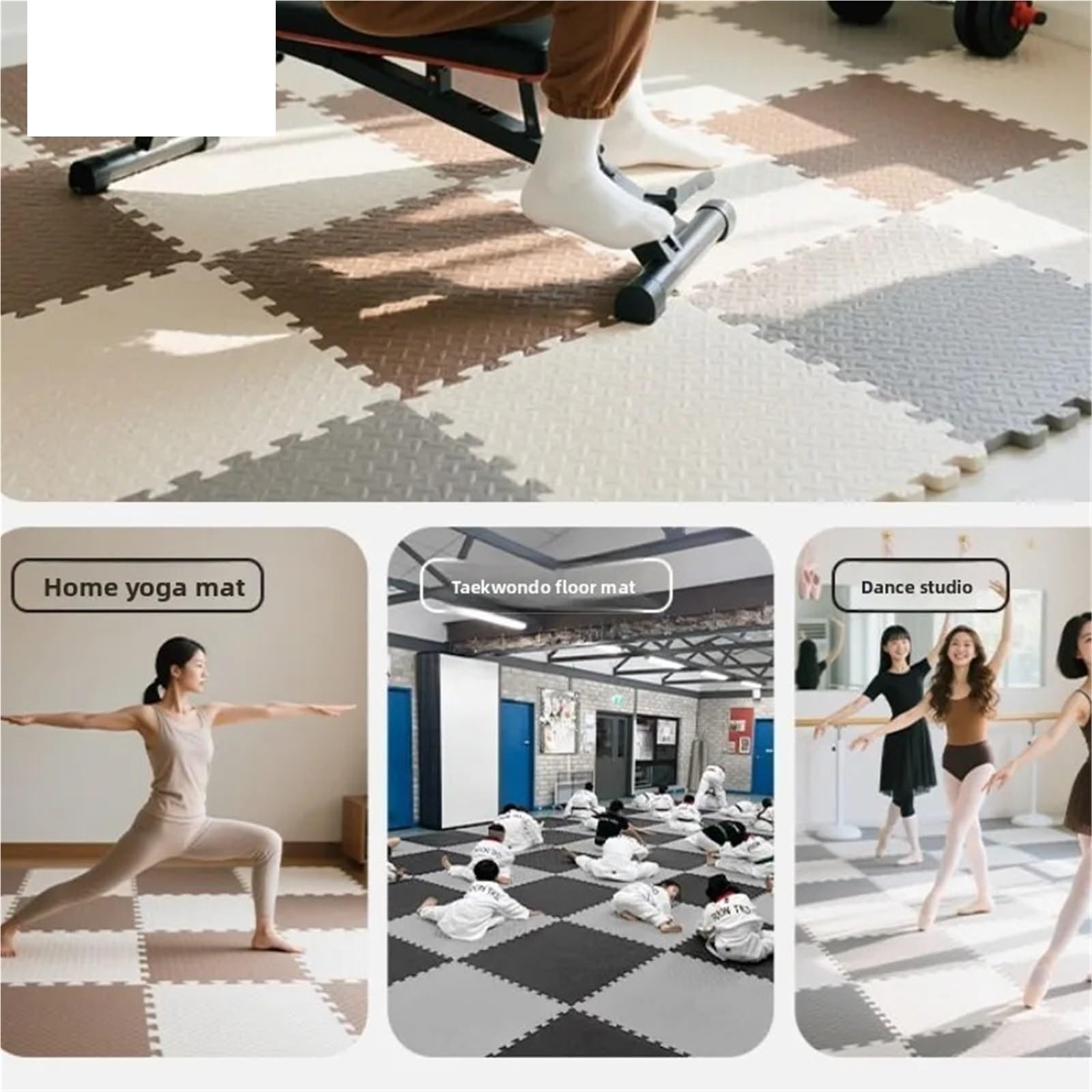 Tappeto Da Fitness A Puzzle Tappetini in gomma ad incastro, piastrelle antiscivolo for allenamento a casa