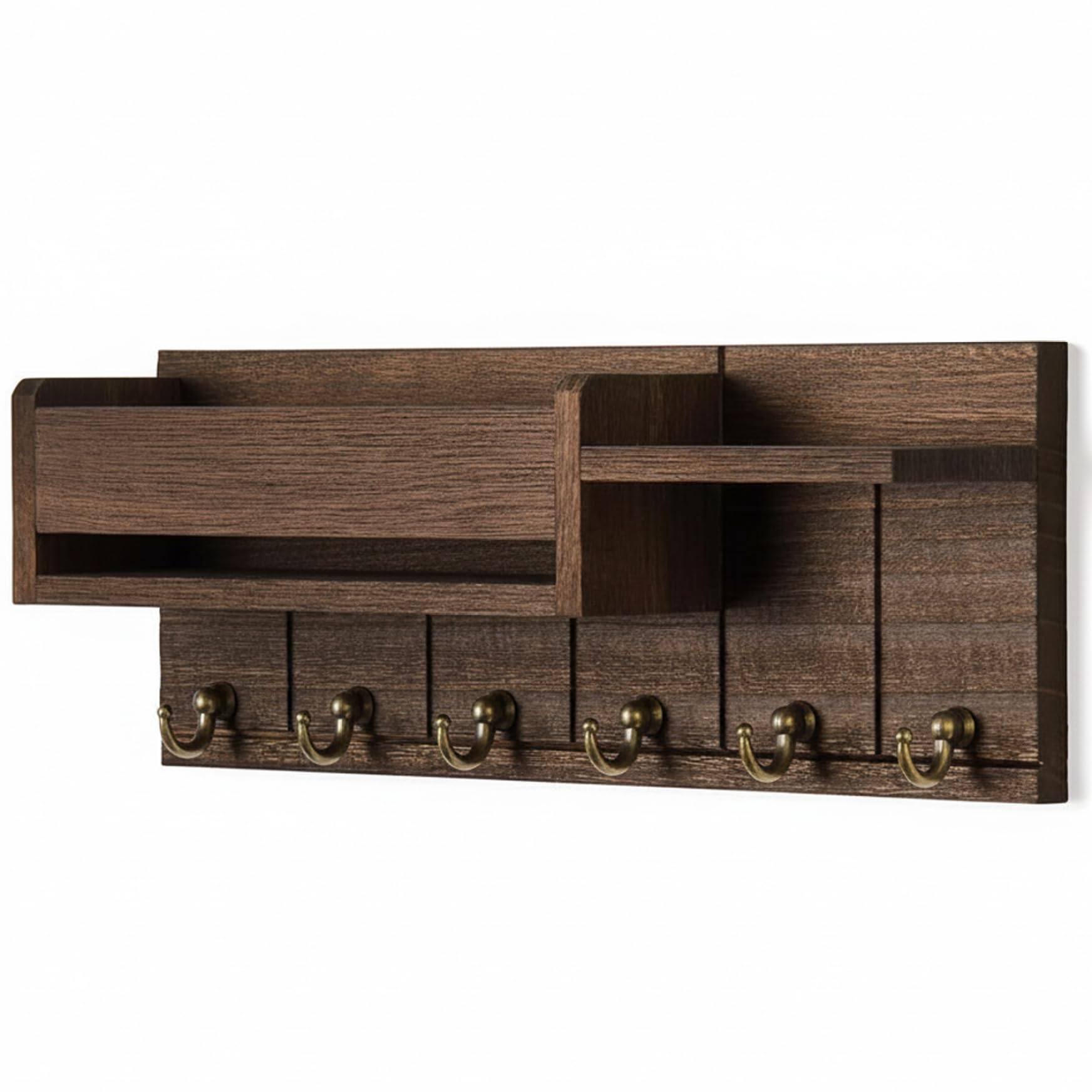 Porte-clés mural en bois marron au design vintage authentique