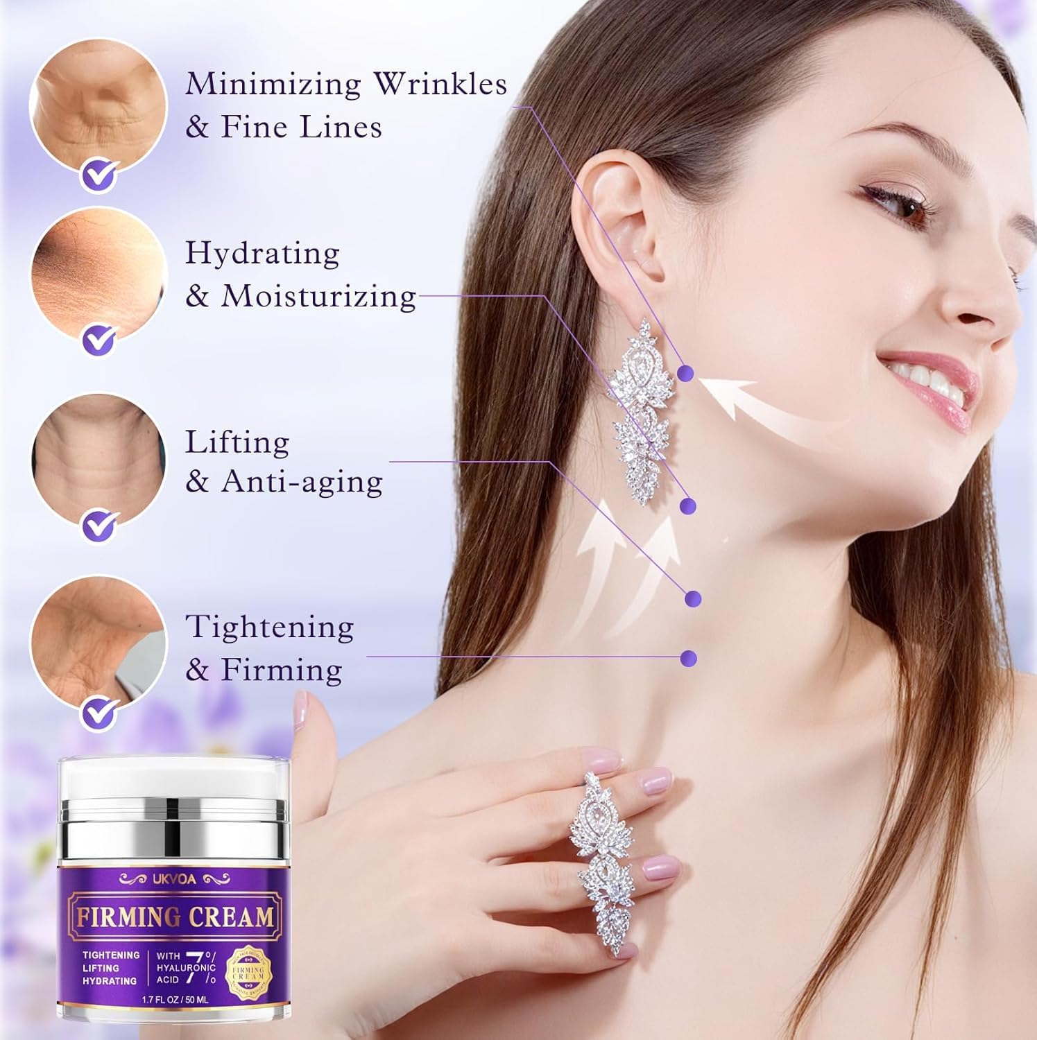 UKVOA Retinol Neck & Face Wrinkle Cream for Women, Neck Cream for Tightening and Firming, Anti Aging Skin Care with Collagen & Hyaluronic Acid, Instant Face Lift Cream 2-Pack
