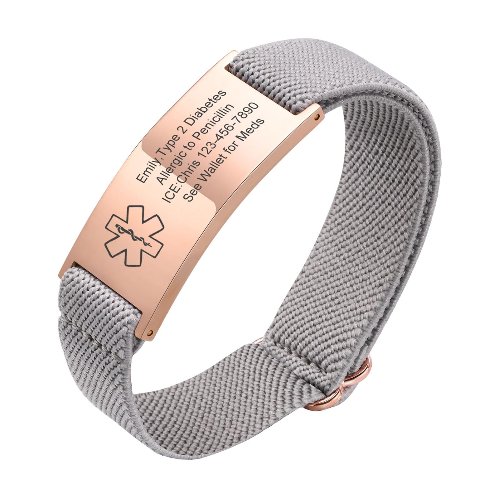 VNOX Medical Alert Id Bracelet for Men Women, Custom Engraving Medical Alert Bracelets for Women Men