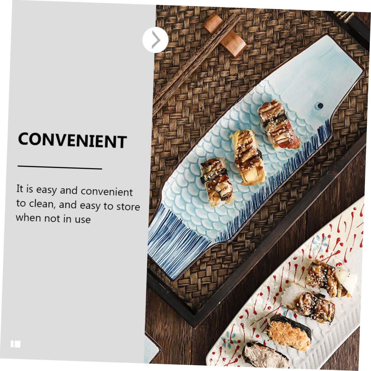 Mipcase Plato de Sushi de Cerámica Forma de Pez 29 Cm Azul Decorativo Resistente para Restaurantes y Hogar Vajilla Japonesa para Sashimi y Mariscos