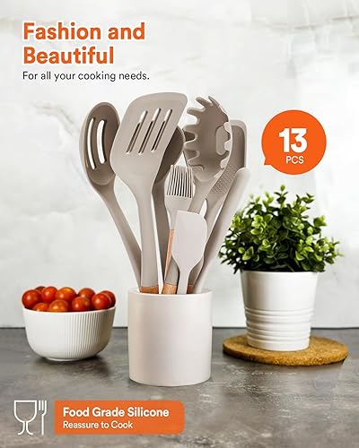 Miniatura 7 de Juego de utensilios de cocina, 13 utensilios de cocina de silicona, resistentes al calor, juego de espátulas para utensilios de cocina